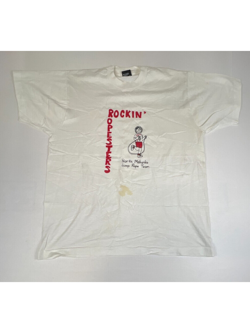 Screen Stars Best Men's XL White North Mahaska Jump Rope Team T-Shirt Vintage